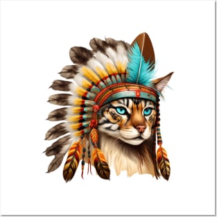 Native American Cat Portrait #2 Posters and Art